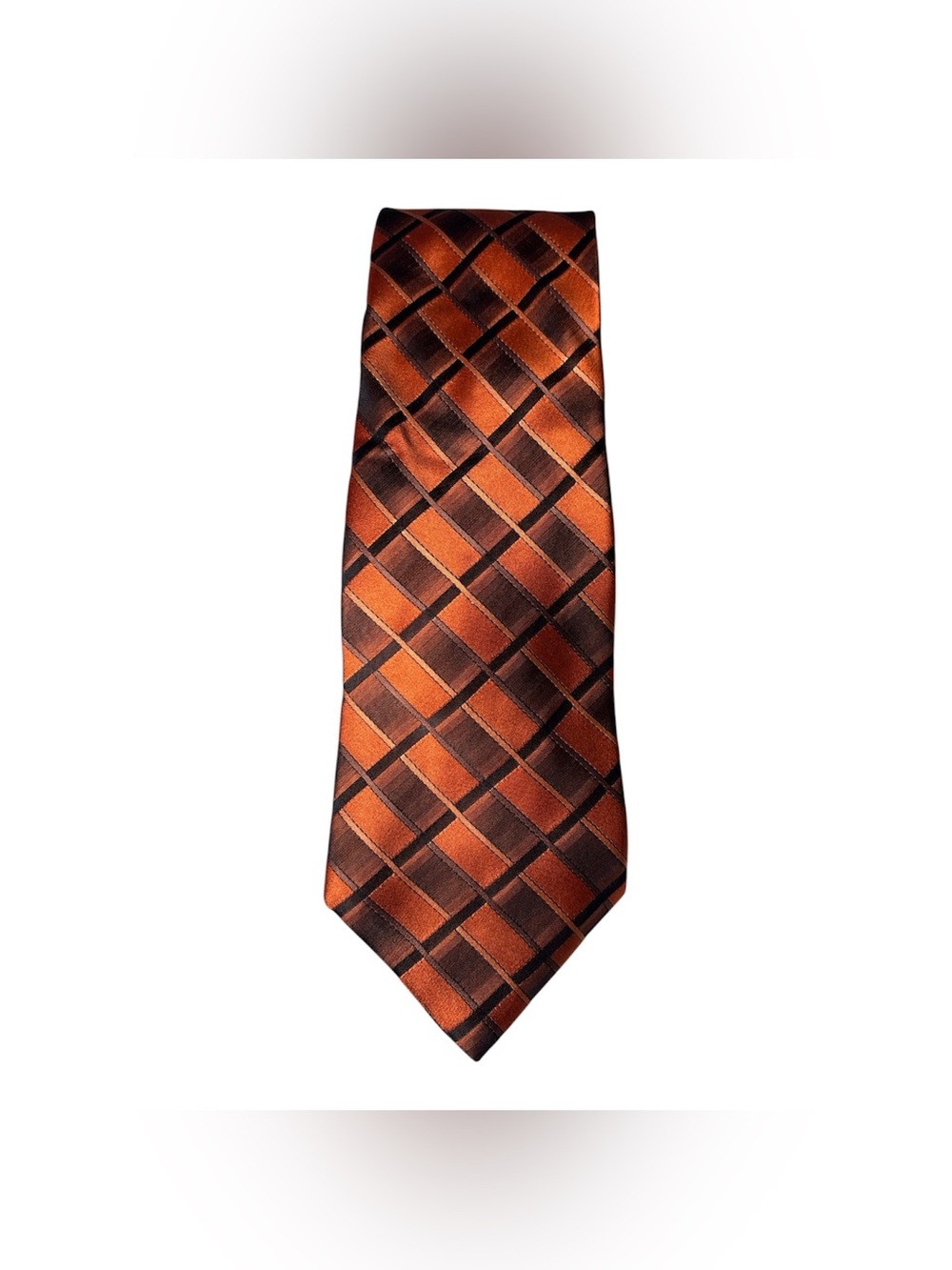 croft & barrow Orange and Brown Checkered Silk Tie